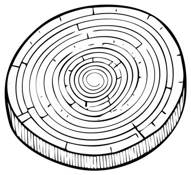 Wood slice with annual rings, cut tree trunk section