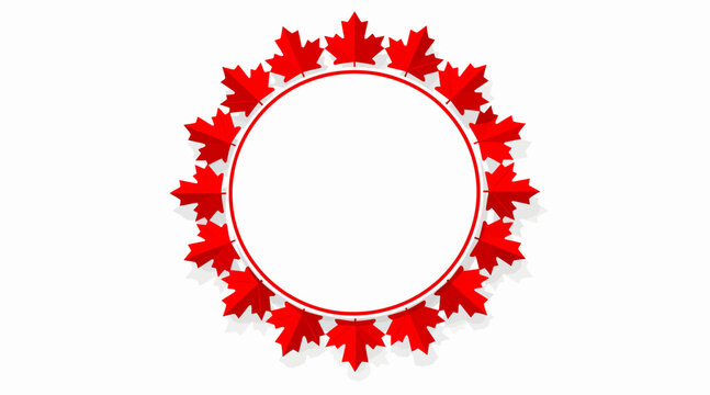 red maple leaf circle frame