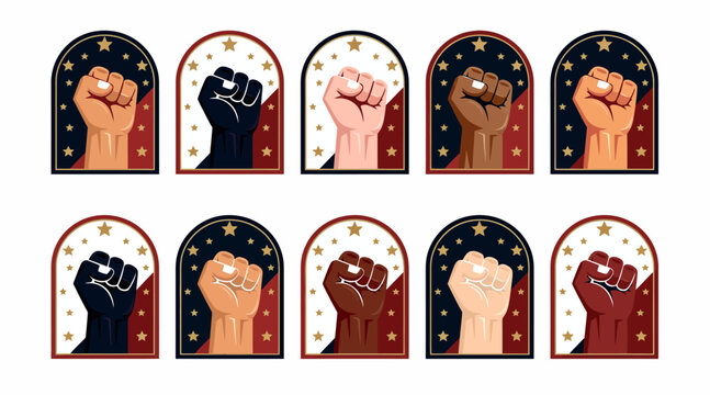 raised fists of solidarity and unity
