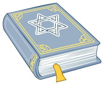 Torah Scroll Sacred Religious Book With Star of David Emblem and Bookmark