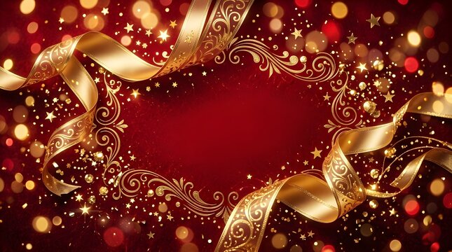 Golden ornate silhouette with sparkling background