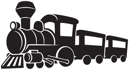 Black silhouette of a steam locomotive with tender car on white background © MDRASEL
