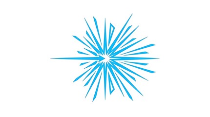 Fototapeta premium Abstract blue starburst icon representing speed and explosive energy with radiating sharp geometric lines isolated on a clean white background design