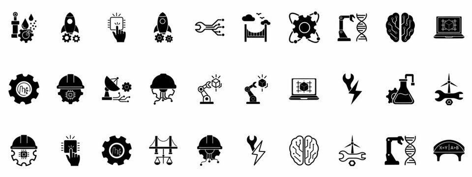 Advanced Technology and Engineering icon collections. Containing Automation, Robotics, Brain AI, Machinery and more icons.