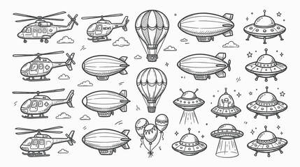 Doodle Collection of Flying Vehicles and UFOs © Austri