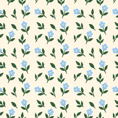 Fototapeta premium Soft Blue Green Leaves Floral Pattern