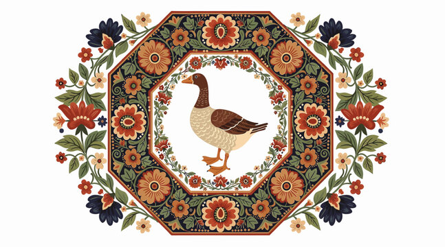 quack animal goose floral pattern