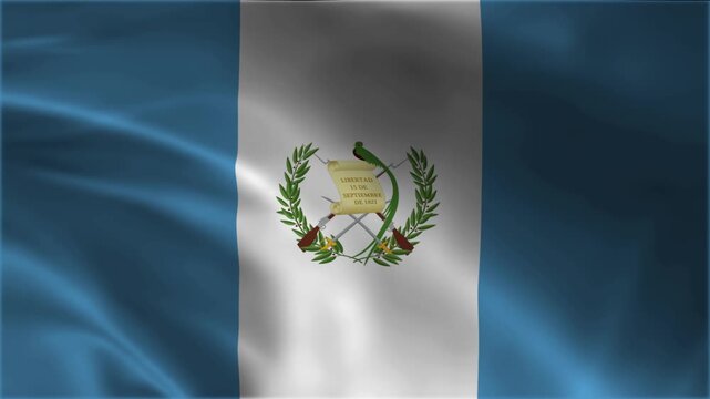 Guatemala National Flag Waving in Wind: 3D Rendered Seamless Loop Animation with Realistic Fabric Texture for Patriotic Celebrations, Independence Day, and Central American Heritage Concepts