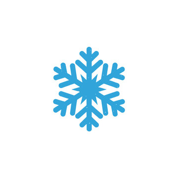 blue snowflake icon, simple winter symbol, cold weather representation, graphic element for design