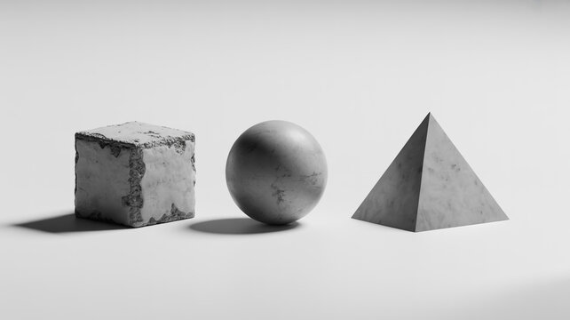 3D rendering of a cube sphere pyramid on a plain background 3D shapes digital art 3D model abstract shapes digital design geometric shapes