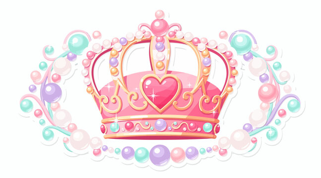 pink crown with heart and pearls
