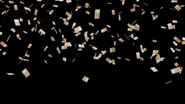 Euro Money Falling Rain Black Background HD     

50 Euro Notes Falling Animation Overlay Loop       