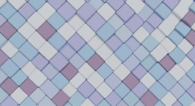 Diagonal pattern of pastel colored cubes in a modern abstract geometric vector design background
