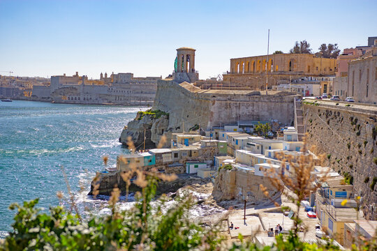 Siege Bell War Memorial overlooking Grand Harbour in Valletta