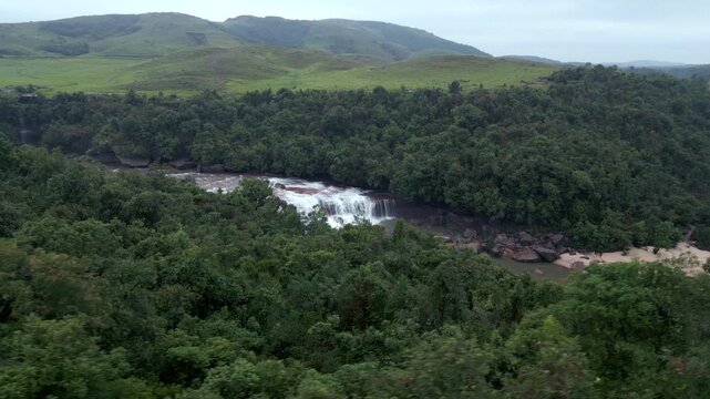 Aerial View of Dainthlen Falls During Monsoon, Sohra Meghalaya