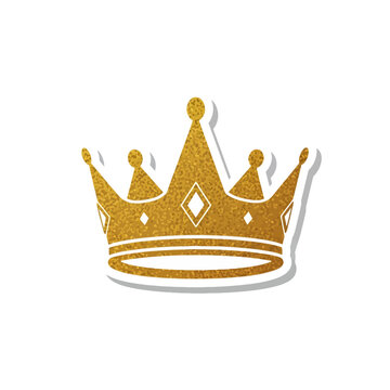 Isolated golden crown with textured surface and diamond emblem, royal symbol for leadership and power