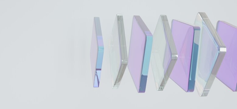Minimal Transparent Glass Panel Arrangement Abstract Luxury Background with Soft Gradient Modern 3D Illustration