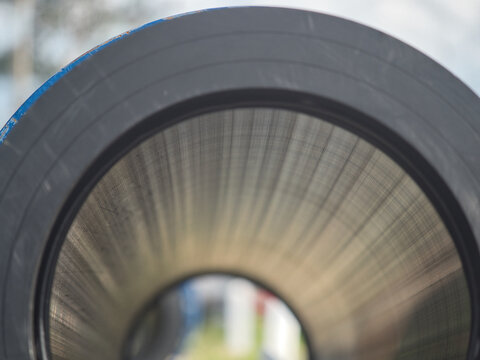 High-density polyethylene (HDPE) or steel pipes are used for high-pressure water supply these blue, flanged and bolted pipes are installed both above and below ground.