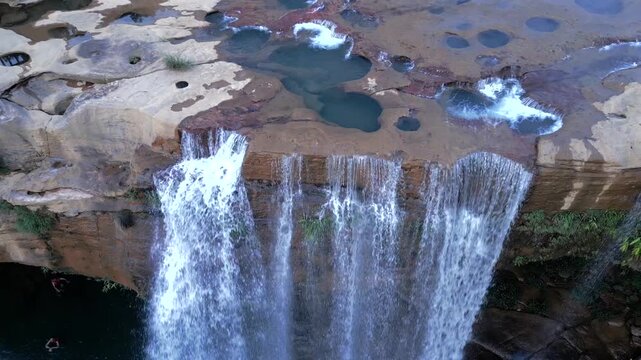Aerial View of Krang Suri Waterfall, West Jaintia Hills, Meghalaya, India