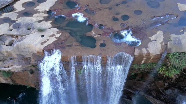 Aerial View of Krang Suri Waterfall, West Jaintia Hills, Meghalaya, India