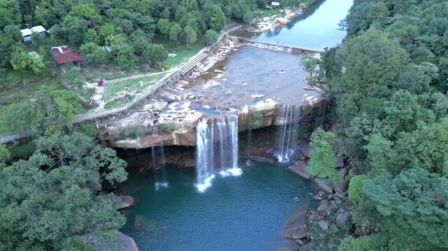 Aerial View of Krang Suri Waterfall, West Jaintia Hills, Meghalaya, India