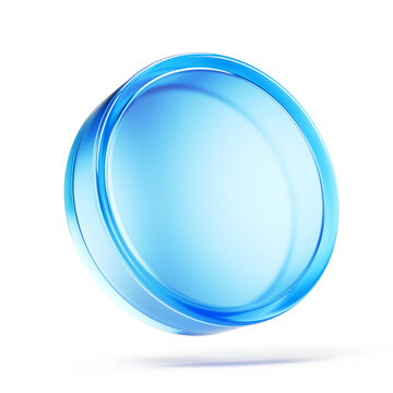 Blank Mobile application icon, button - Blue glass circle button. 3d illustration