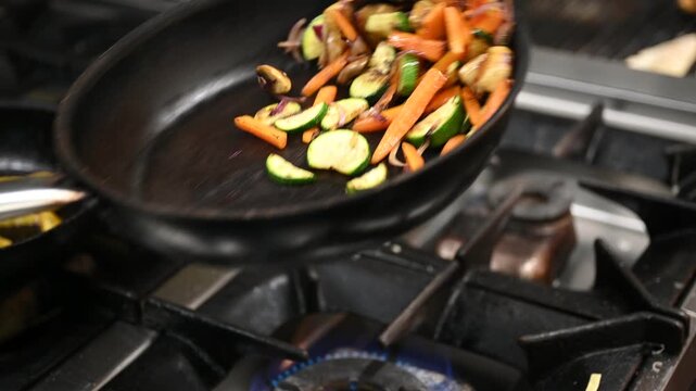 cooking vegetables in the frying pan