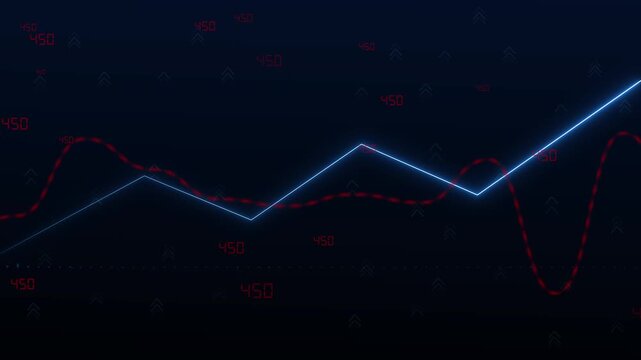 A rising stock market graph shows financial data. This stock market visual represents economic trading success. Use this stock market loop for business projects.