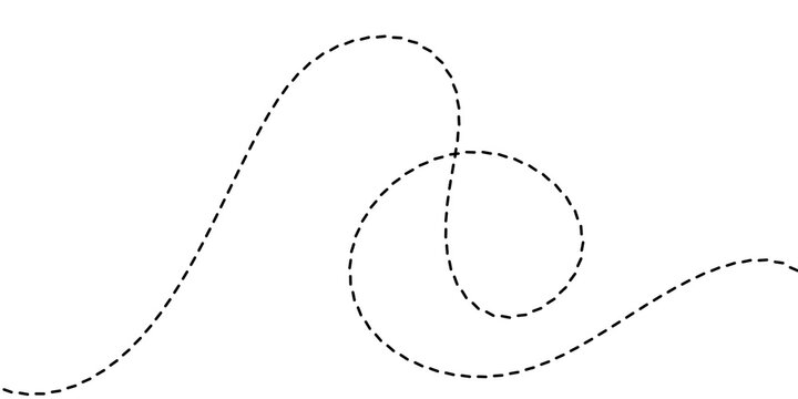 Minimalist black dotted line creating a wave-like pattern on a white background