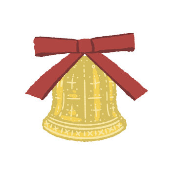 Red thick ribbon bell with pattern single object illustration transparent