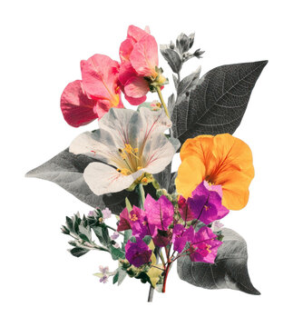 PNG Vibrant floral collage art