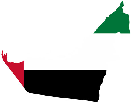 Map of the United Arab Emirates with National Flag