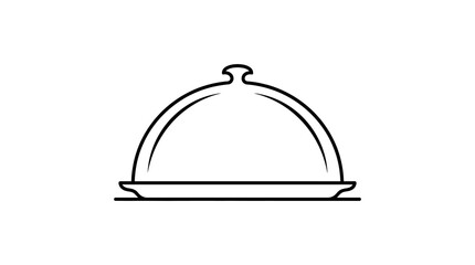 Fototapeta premium Minimalist Cloche Food Service Tray Vector Illustration for Restaurant and Culinary Dining Concept Designs