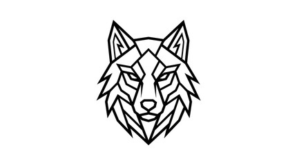Obraz premium Geometric wolf head vector illustration, linear predator face logo icon isolated on white background