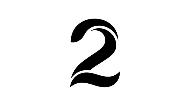 Abstract and Fluid Number Two Vector Graphic Design Illustrating Concepts of Duality, Sequence, or a Modern Numeric Icon on a Clean White Background