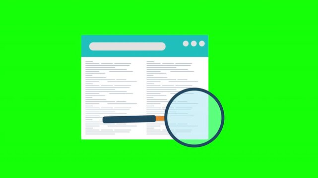 Website Search Online Research Magnifying Glass Green Screen Animation 