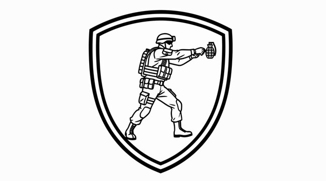 Soldier with Grenade Emblem - Vector Art