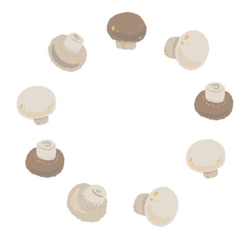 Mushroom Round Frame Illustration