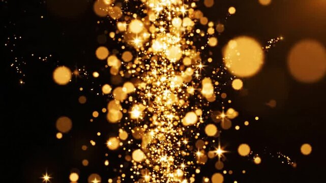 Abstract animation of golden particles moving and flowing for c VSRExport