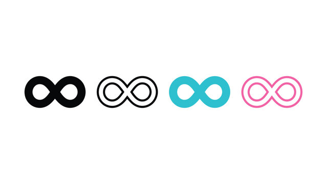 Infinity symbols in different colors on white background