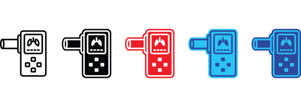 Spirometer banner web icon line outline color vector illustration