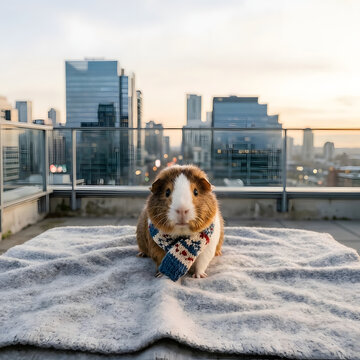Christmas Guinea Pig In Scarf