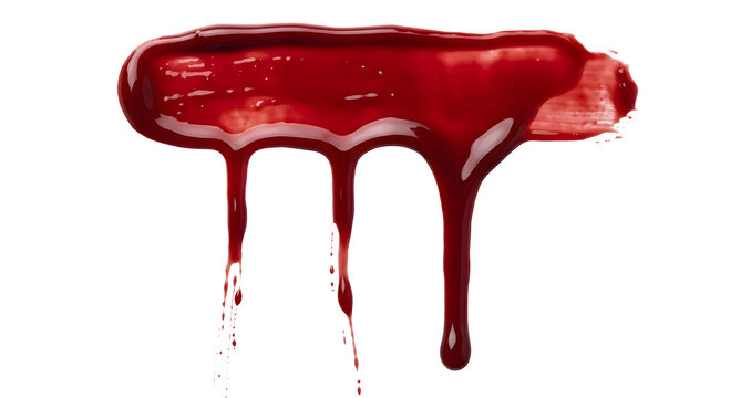 Red blood smear with liquid drips and wet paint texture