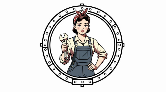 Rosie the riveter in porthole