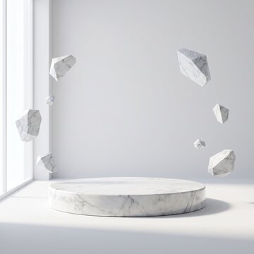 Gray wall with broken pieces and a plate on floor