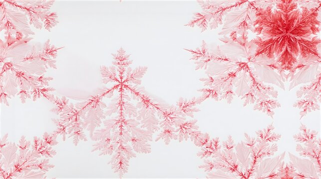 Seamless repeating pattern of delicate pink fractal snowflakes on white background with snowflake pattern holiday background snowflake seamless christmas background geometry abstract wallpaper