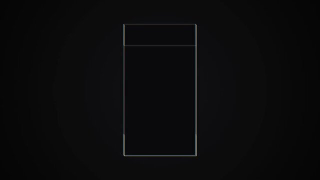 Rotating 3D wireframe box with chromatic aberration effect on dark background