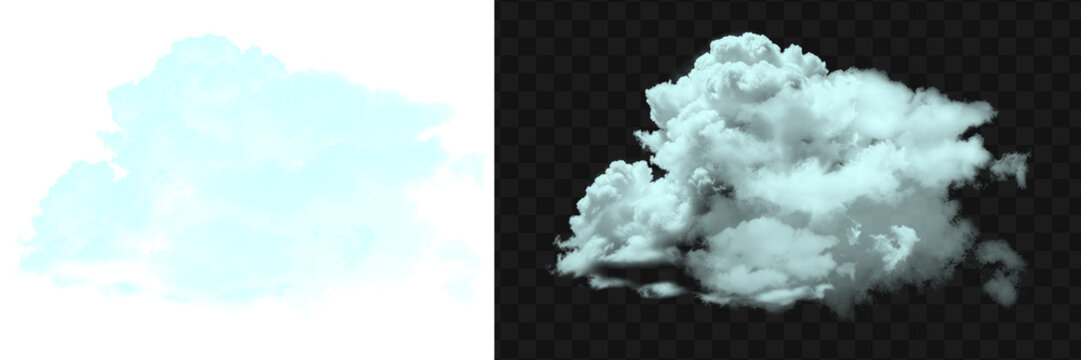 Transparent Cumulus Cloud Set. Realistic cumulus cloud dual view