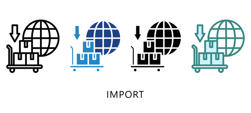 Import Multi Style Icon. Mini Illustration For Modern Concept, Ui, Ux Web And App Development. Related To Export And Import, Business Logistics.