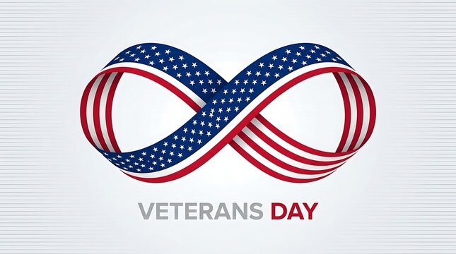 Infinity symbol with American flag colors, patriotic design, Veterans Day celebration, abstract background, honor and respect